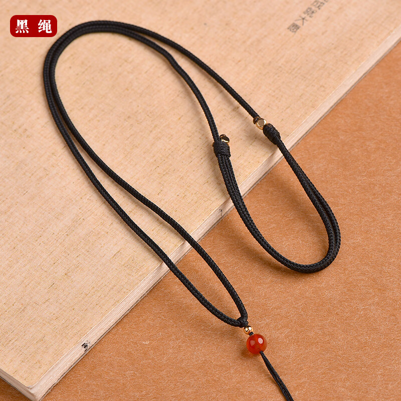 语森忆细款项链绳手工编织红玛瑙吊坠绳简约可调节绿色红黑脖挂绳子
