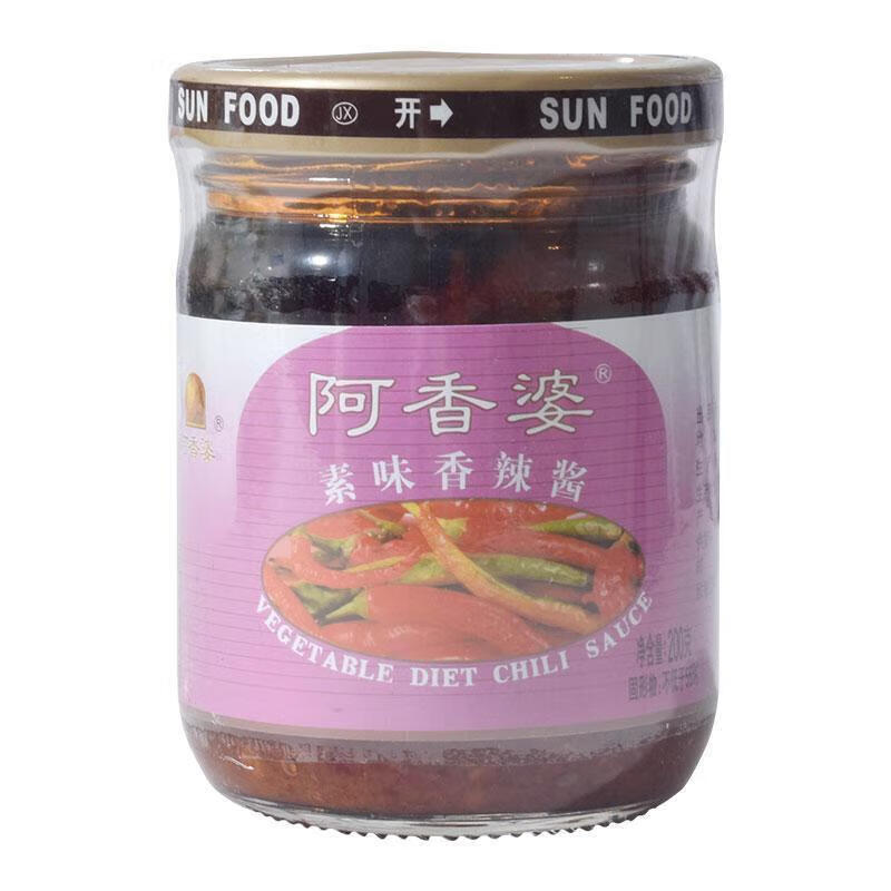 阿香婆素味香辣酱200g*1瓶整箱装红油麻味牛肉酱下饭拌面下饭酱 素味