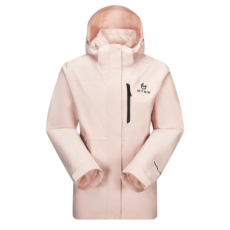 美特斯邦威【华夏之壳-林壳】冲锋衣年春季新款防风防水户外女士徒步外套 木黛粉 L 165 88A