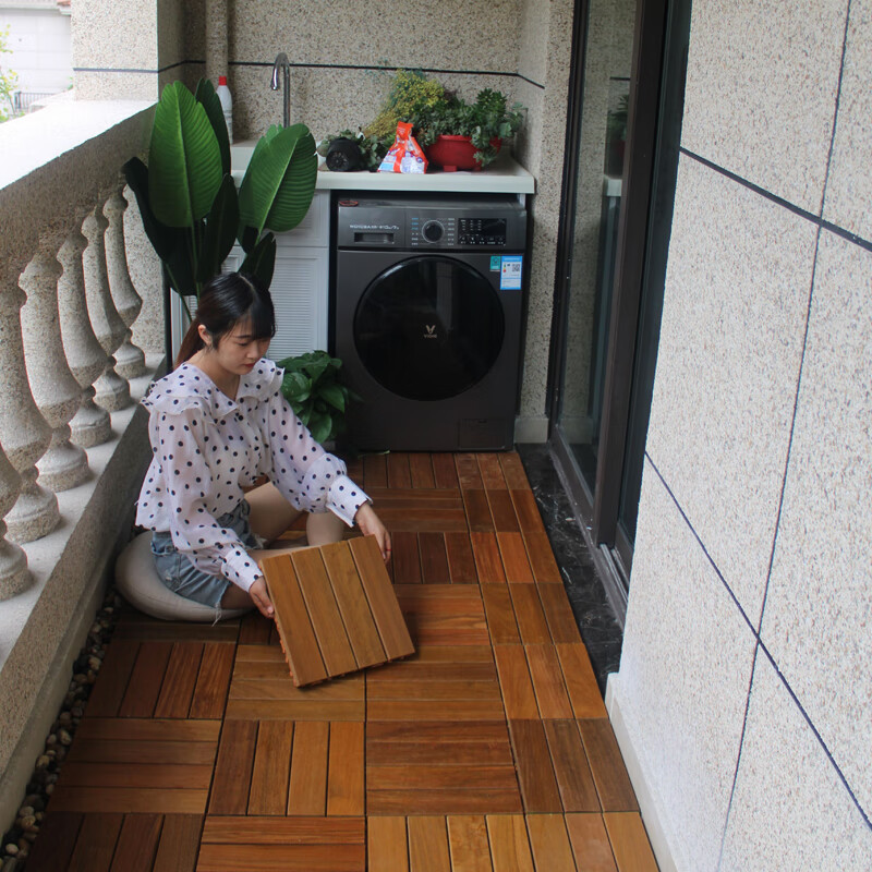 户外防腐木阳台地板实木拼接露台改造自己铺菠萝格室内阳光房地板 重蚁木300*300 1㎡