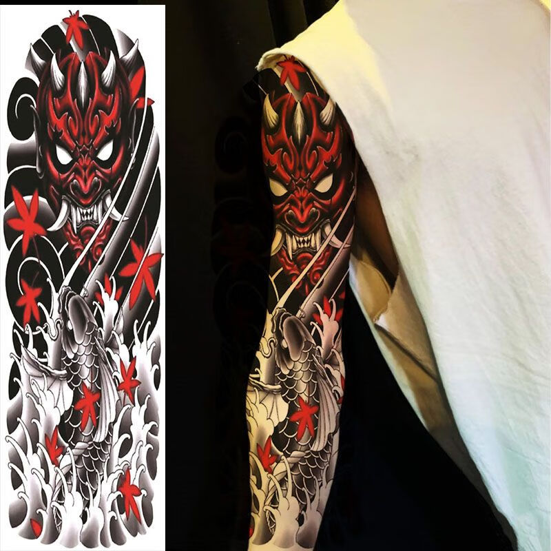 桐崎纹身贴花臂全臂老传统大防水防汗持久日式仙鹤黑龙图腾花腿刺青贴