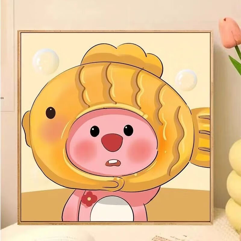 数字油画diy手工上色可爱解压卡通装饰画 cc-1 20*20订好内框 颜料