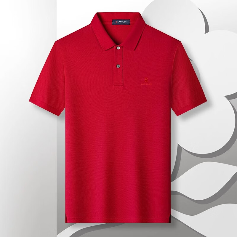 梦特娇（MONTAGUT）夏季男士短袖Polo衫棉质亲肤商务休闲T恤网眼透气上衣 中国红 54 