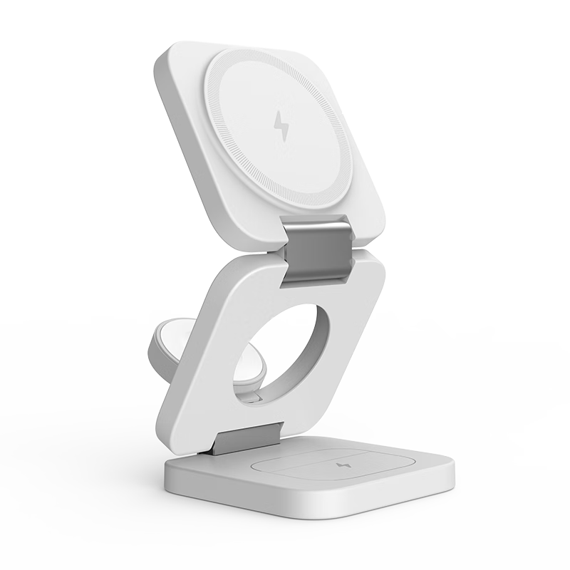 十一号线磁吸三合一无线充充电器 苹果MagSafe充电桌面便携折叠手机立式快充支架磁吸式可折叠通用 三合一无线充（黑色）-X55
