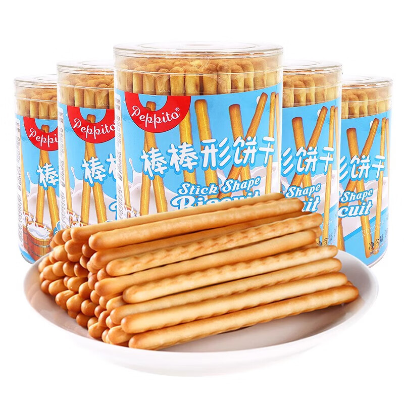 peppito牛奶味棒棒形手指餅干200g兒童小零食磨牙棒餅干罐裝 牛奶味200g 味200g