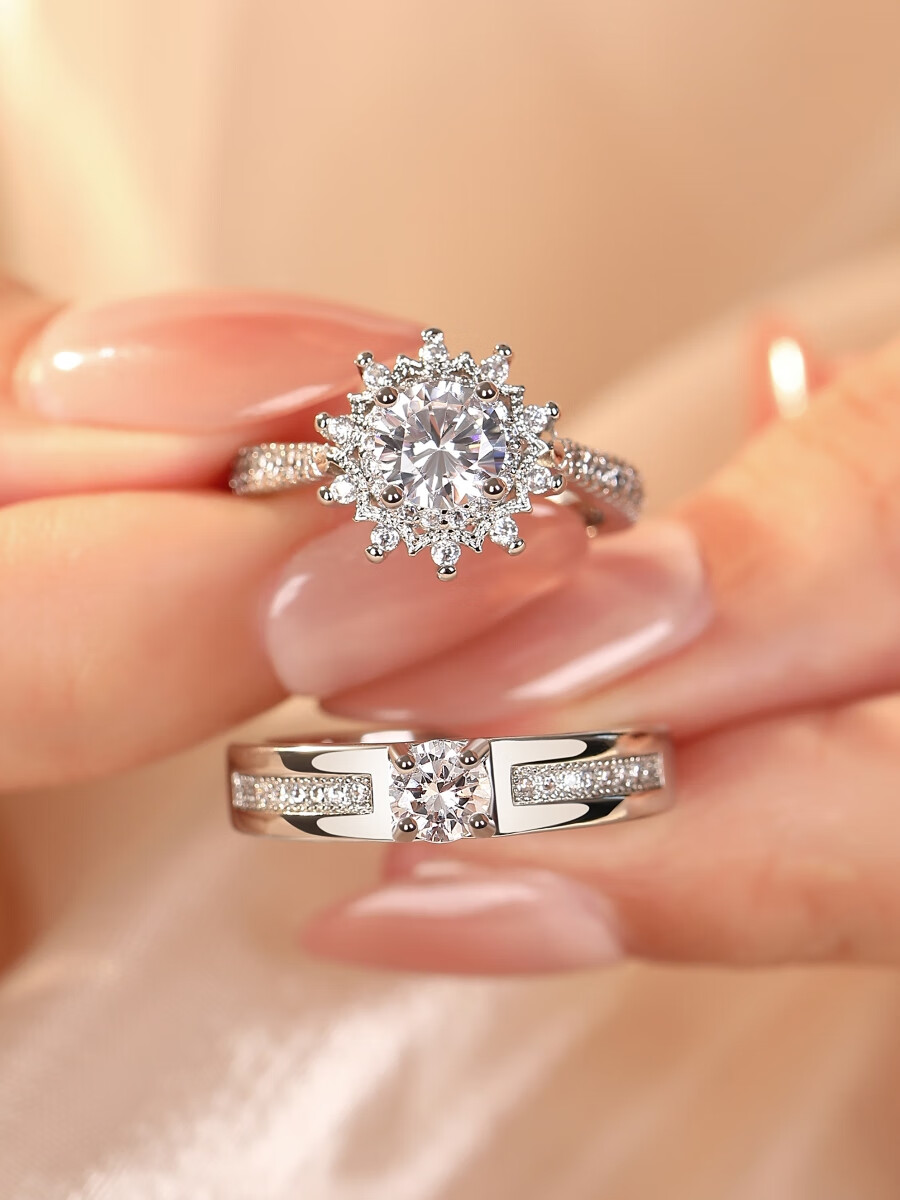 dr童话莫桑对戒结婚活口花型戒指婚礼 童话女戒