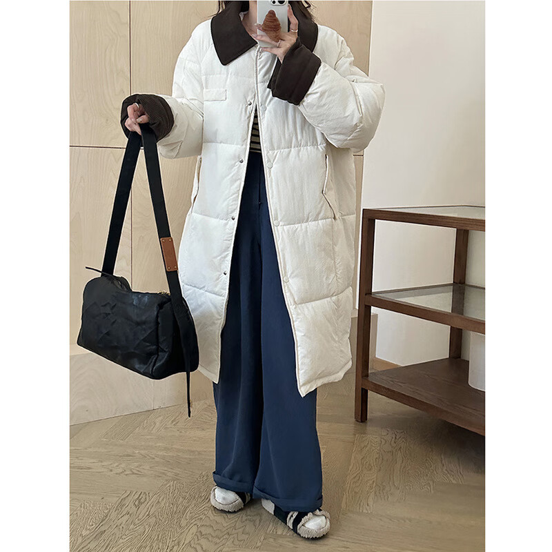 洛之潮青少年女装初高中学生女孩羽绒棉服12-15岁好看棉衣棉服女外套 米白色 S