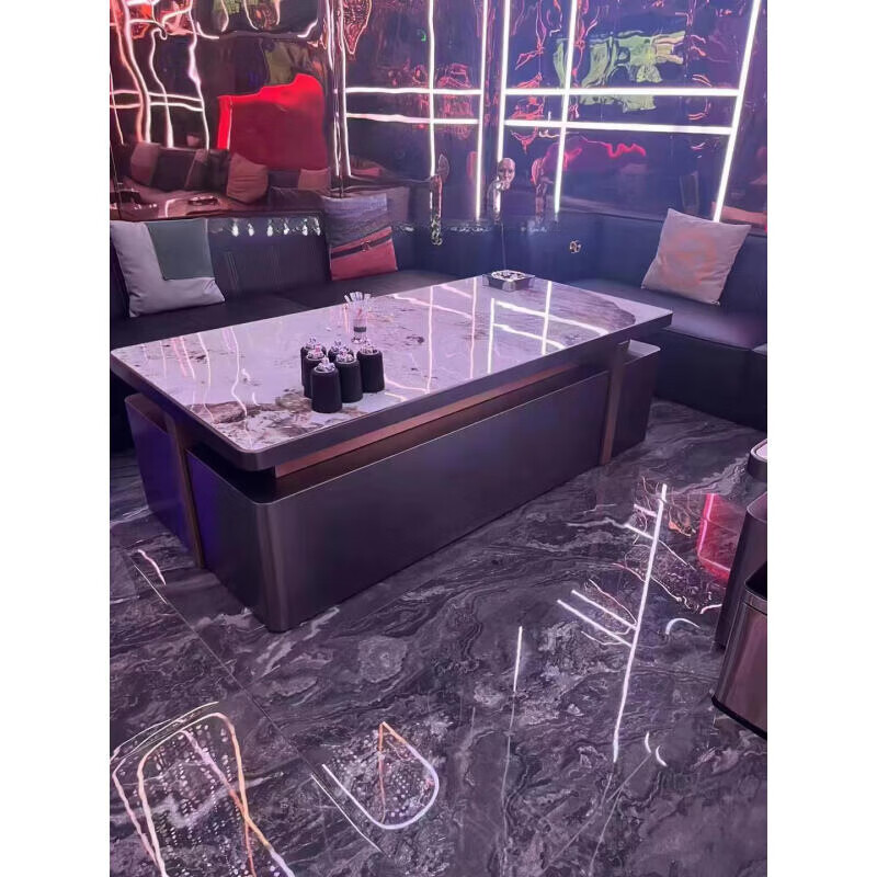 可狄现货ktv茶几发光会所酒吧台子工厂直销现货茶几KTV酒吧娱乐会所茶 高端款岩板包边茶几现货 30x30x30cm