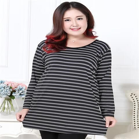 传祺威登春秋女式加肥胖妹妹特大码加大号300斤宽松中长款t恤裙打底衫