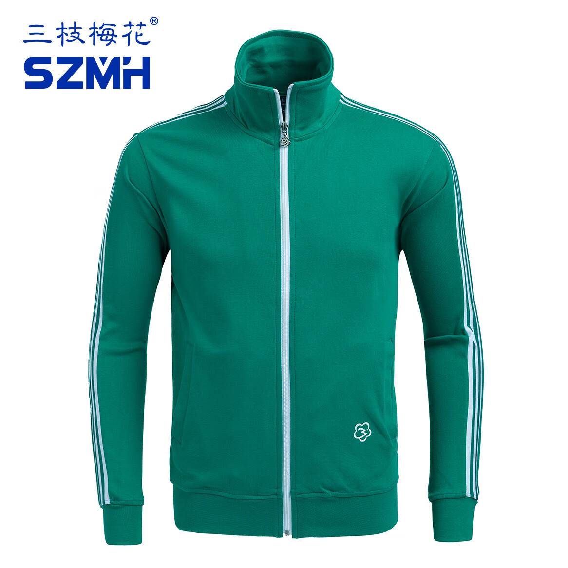 三枝梅花 SZMH牌运动服纯棉运动上衣外套男女士情侣款春秋季休闲服团队服可定制 士林绿 2XL