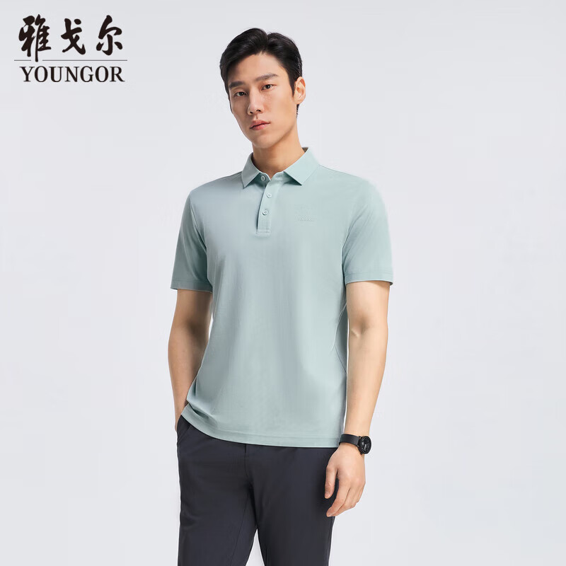 雅戈尔 POLO男士 2024夏季青年男士商务休闲短袖POLO衫 浅绿 M