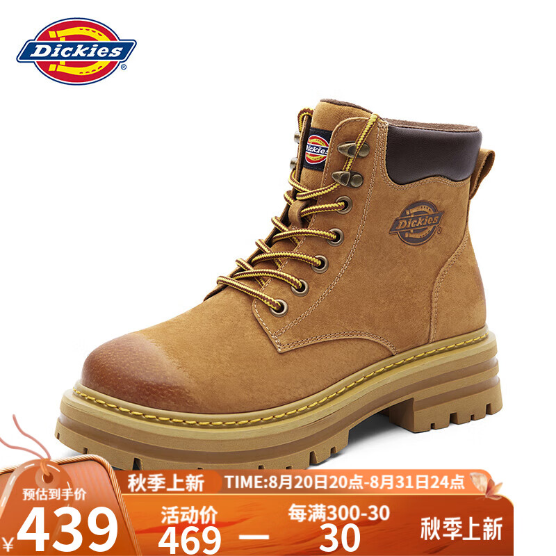 Dickies男士马丁靴高帮时尚男靴工装靴情侣靴男 土黄 男款-43 