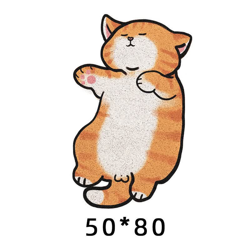 橘猫创意入户门垫丝圈防滑地垫进门口脚垫网红可爱地毯可定制 躺着的