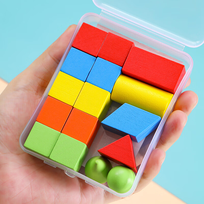 三格田（SANGTY）立体几何体模型小学生一年级数学教具正方体形状长方体积木质玩具 几何积木（16颗）/盒