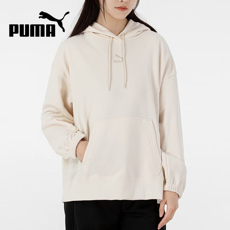 彪马（PUMA）宽松休闲上衣抽绳连帽套头衫运动卫衣535320-99 M码