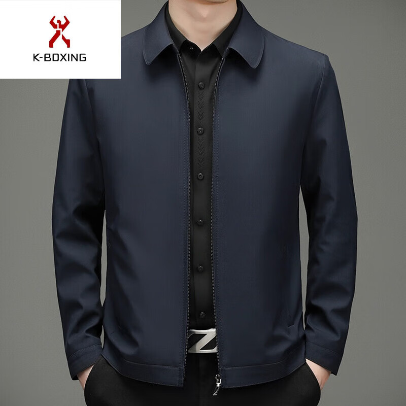 劲霸男装(k-boxing)2023秋季新款中年男士夹克衫翻领外套休闲宽松大码