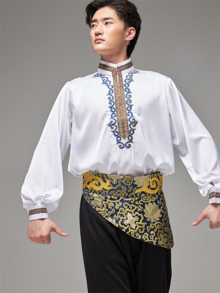 族服装男童新疆维族舞蹈演出服成人舞台少数民族跳舞服 上衣 腰带 s