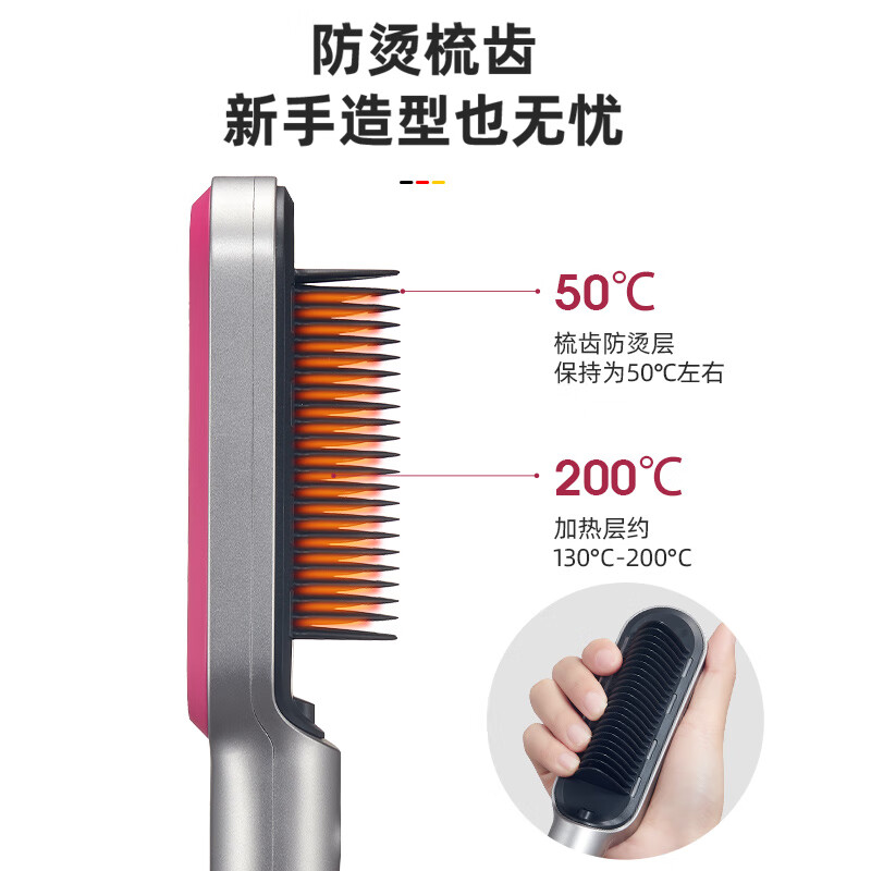 Gerllo直发梳内扣短头发蓬松神器造型梳子卷发棒两用不伤发懒人直发梳 KR-Z05S灰色 130mm