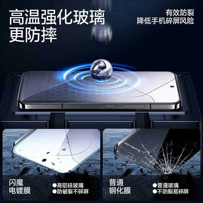 闪魔 小米14钢化膜 XM14系列高清全玻璃防爆防指纹防摔手感顺滑手机保 【全屏|抗蓝光防爆抗指纹】2片+神器 小米14
