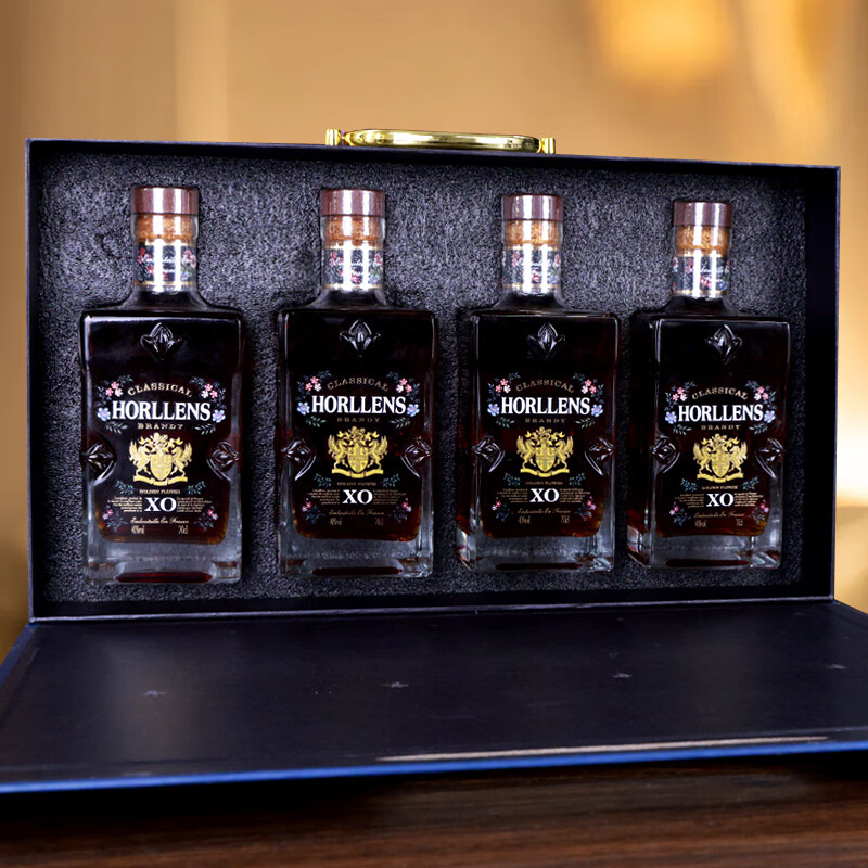 豪崙狮  金花XO 白兰地 法国原瓶进口  40度 洋酒  送礼聚会礼盒装 700mL 4瓶 礼盒装