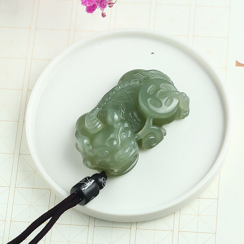 展缘新疆和田玉籽料背钱貔貅吊坠男女款玉石吊坠项链玉坠晴水料吊坠件