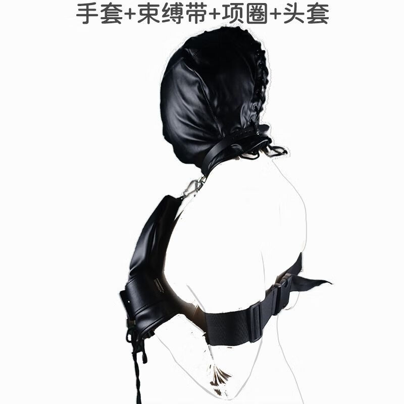 夫妻夜晚狗奴套装爬行狗奴项圈头套拘束手套sm跪趴窒息面罩调教穿戴