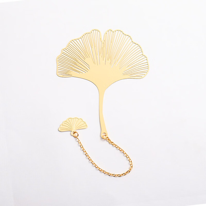 叶脉书签金属 高颜值文创小学生老师生日礼物书签夹 银杏叶书签吊坠款