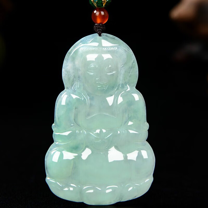 弋橙带证书缅甸翡翠吊坠玉观音玉坠小挂件男款首饰 观音吊坠