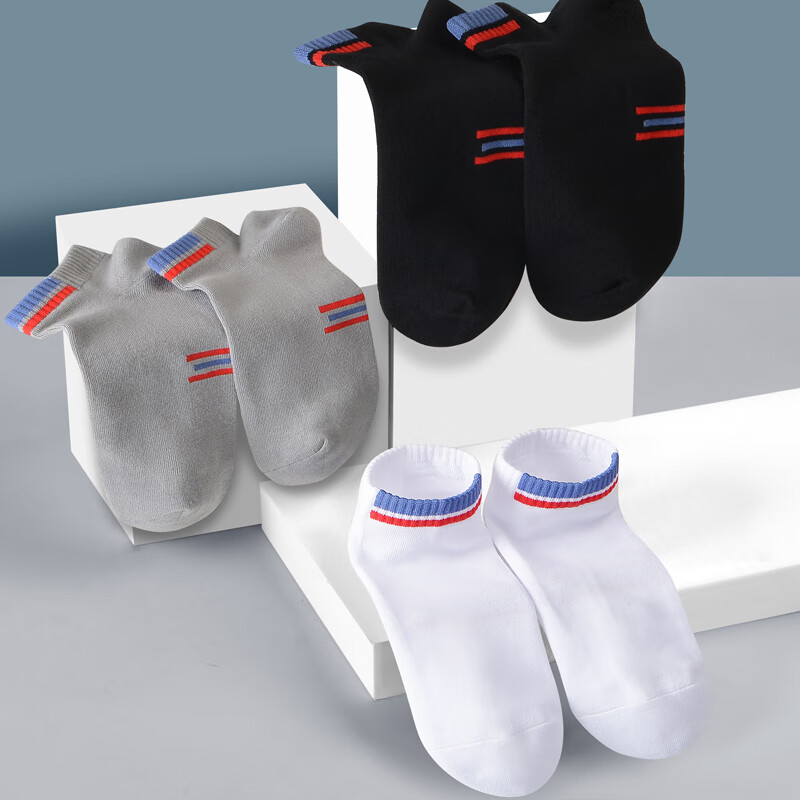 短袜子男士CK纯棉吸汗透气 弹力运动休闲弹力低帮短筒款式袜子 W2CK 6灰 均码