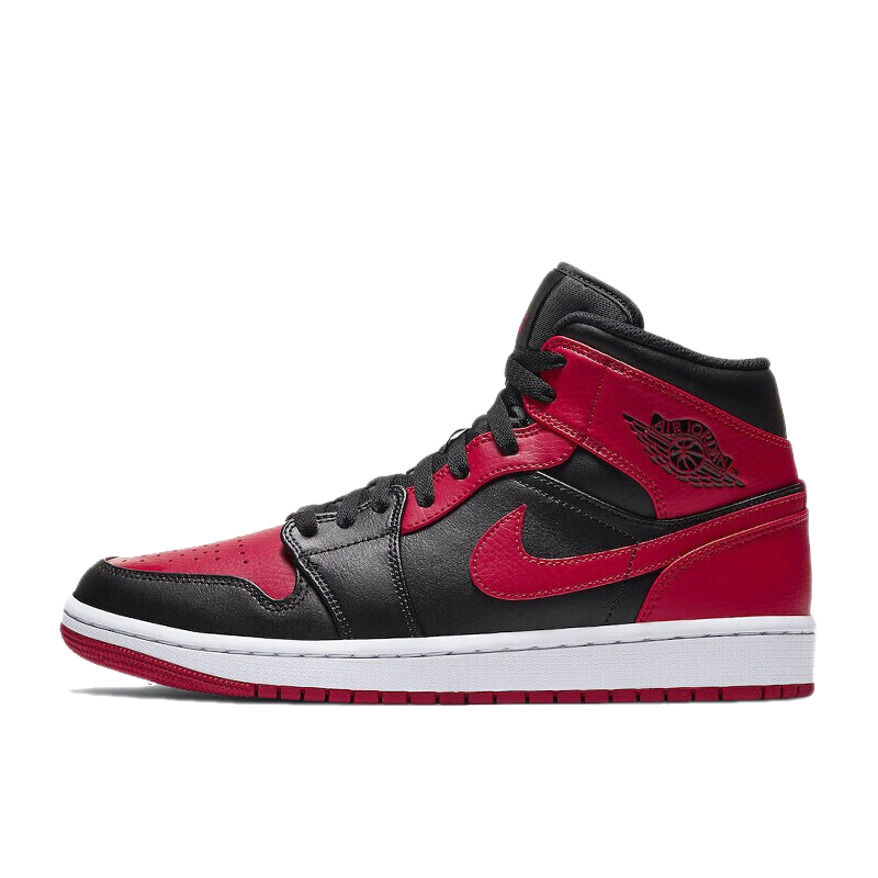 AIR JORDAN 正代系列 Air Jordan 1 Mid (GS) 大童篮球鞋 554725-074 红黑白 36.5