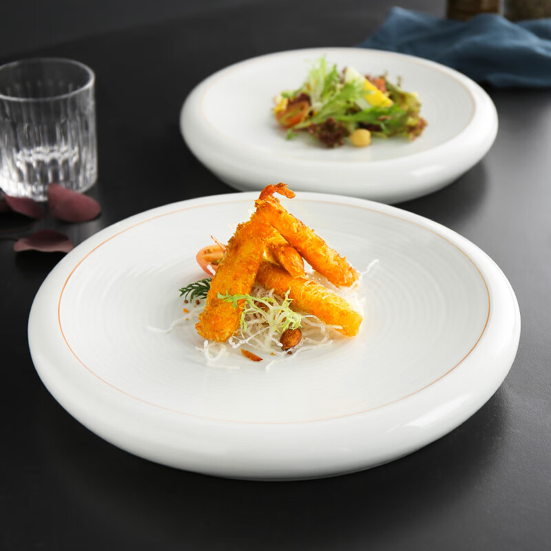 拓进淡青色中式意境摆盘餐具酒店用品盘子酒楼餐饮陶瓷盘冷菜盘凉菜盘