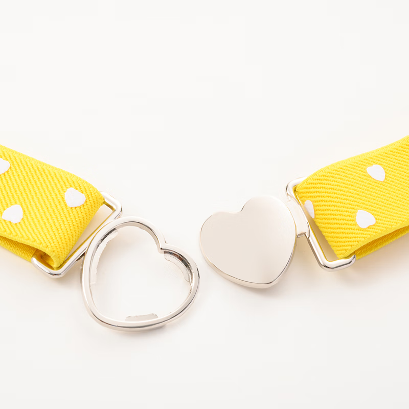 缇彩娜女童腰带有弹力橡皮筋装饰裙子腰饰小学生皮带女孩子裤带儿童幼儿 金线金爱心扣