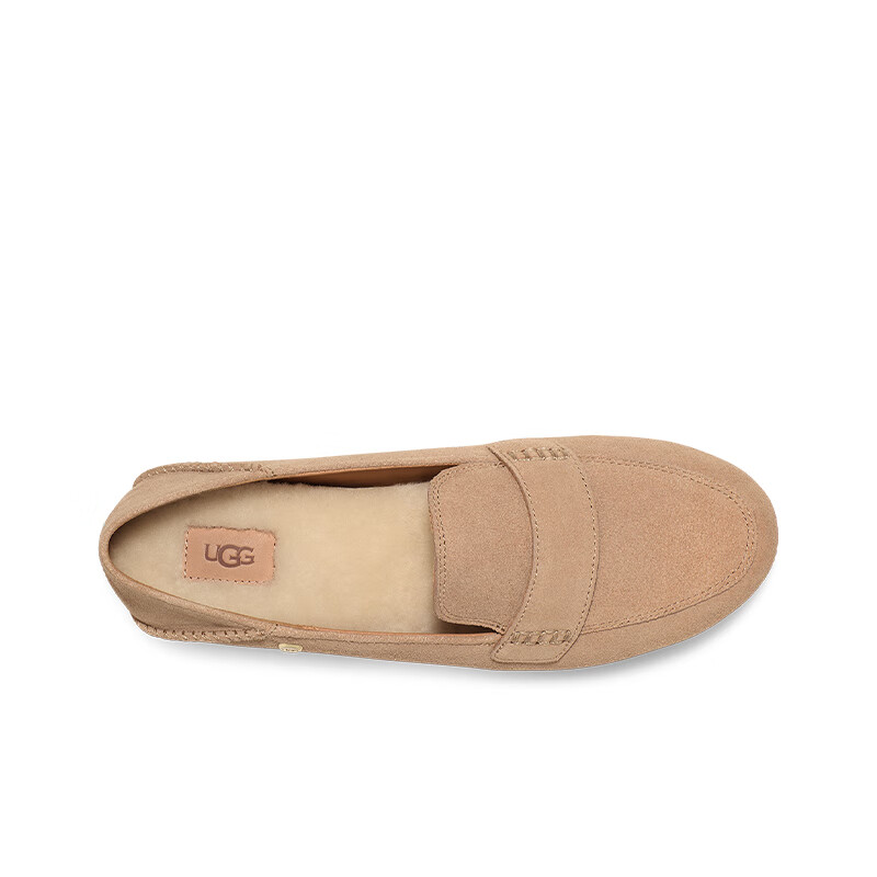 UGG春季女士休闲舒适纯色平底乐福鞋双鞋垫时尚单鞋豆豆鞋1147350 SAN | 沙色 38