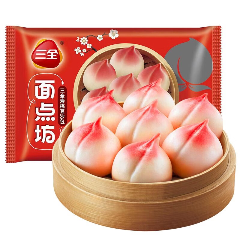 三全餐饮专用三全寿桃包360g豆沙包子冷冻半成品营养早餐祝寿生日宴会