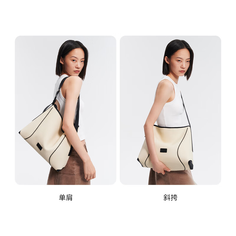 OMTO【张雅钦同款】燕麦软hobo包女大容量托特包通勤出游单肩斜挎包女 燕麦麸【小号】