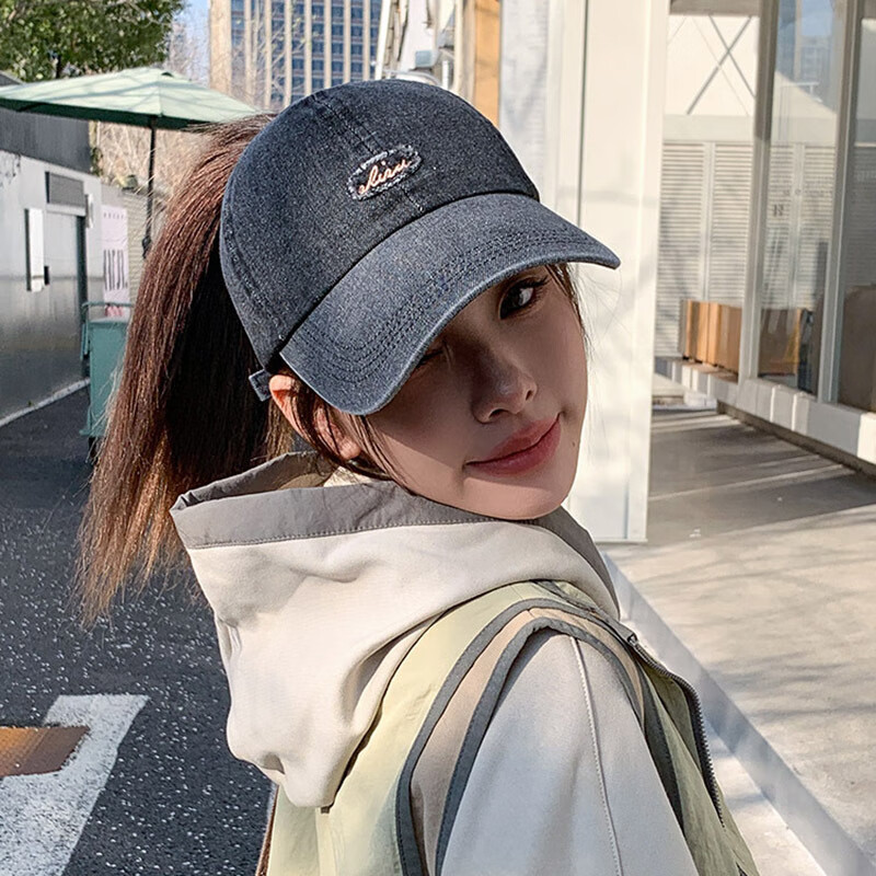 尊题(zunti)帽子女新款休闲半空顶棒球帽牛仔鸭舌帽子春夏可扎高马尾