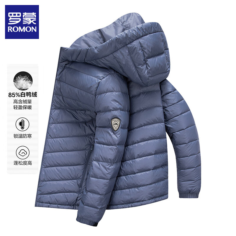 ���ڲ��������ɣ�ROMON���ᱡ���޷��ж̿�2025�ﶬ�¿���ʿ���������д�ɫ������ů���� 1805���� 2XL (175) (�Ƽ�155-175��)