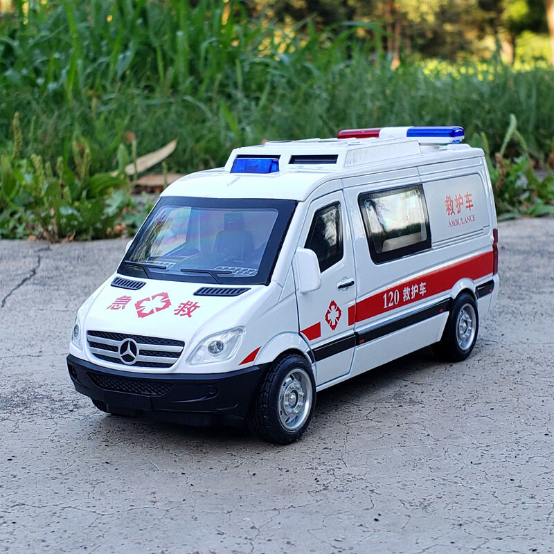 仿真特种车金属玩具车模开门声光警笛 奔驰120救护 消防/警车/救护车