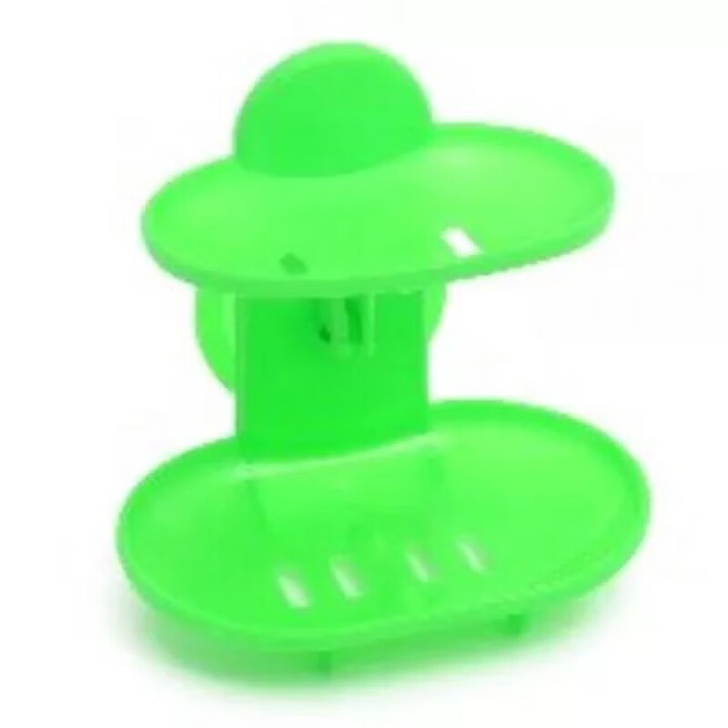 吸盘双层皂盒浴室沥水肥皂托肥皂架吸盘式肥皂盒 绿色