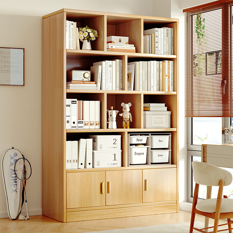 统派置物架落地多层收纳架子实木书架客厅靠墙柜子简易储物柜学生家用