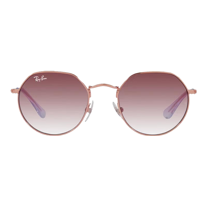 雷朋（RayBan）太陽鏡杰克系列兒童鏡復古圓形金屬眼鏡墨鏡0RJ9565S 291/8H玫瑰金鏡框漸變紫鏡片 尺寸47