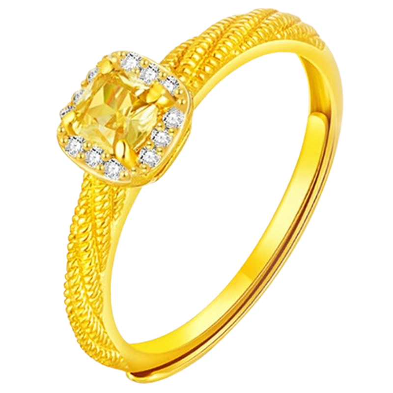 中國黃金（CHINA GOLD）小方糖黃金戒指女款足金活口金手飾指環(huán)情人節(jié)生日禮物送女友 【送女友】小方糖戒指 約1.4g