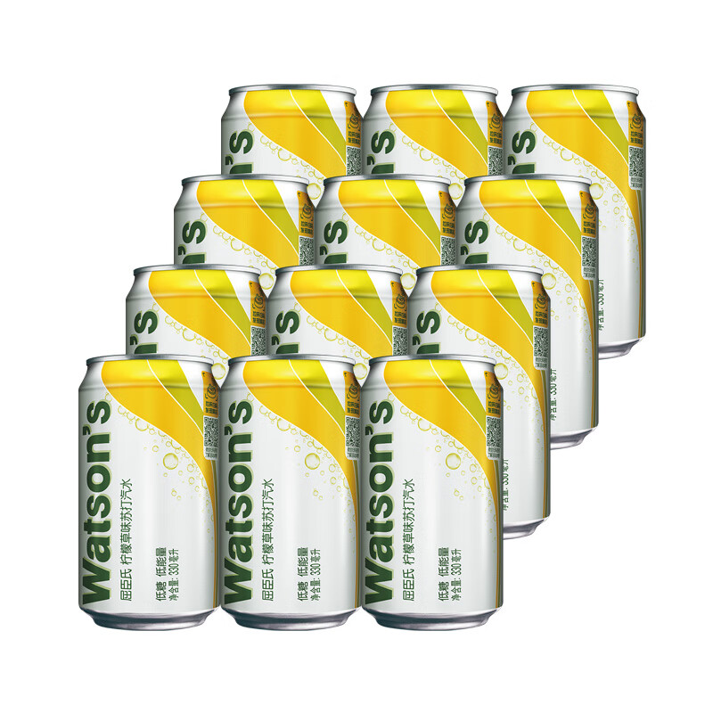 屈臣氏康普茶味蘇打水碳酸飲料調(diào)酒百搭325ml*12罐多口味 檸檬草蘇打330ml*12罐