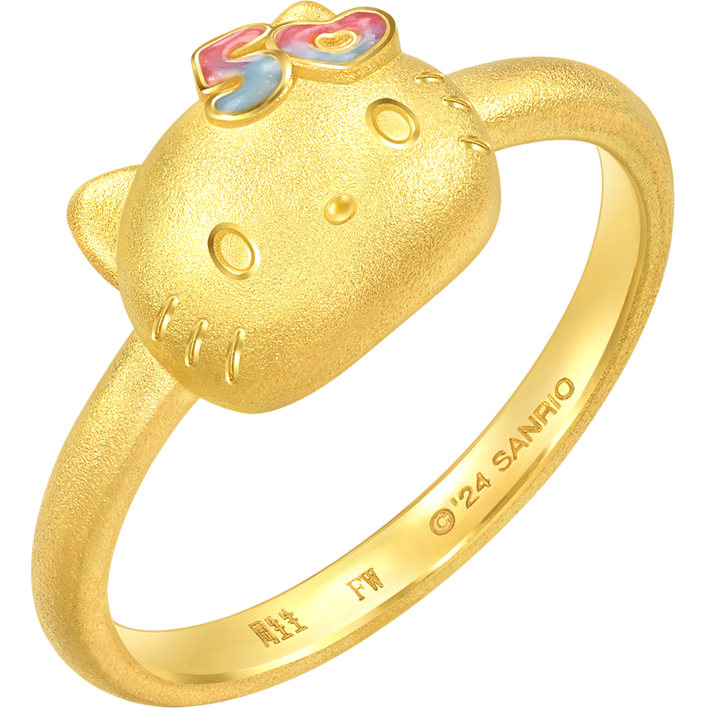 周生生Hello Kitty50周年黃金戒指 足金三麗鷗戒指 94780R定價 13圈