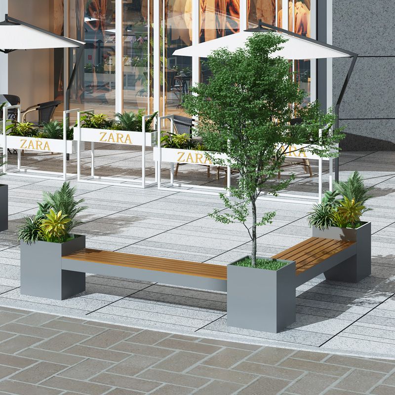 户外不锈钢坐凳花箱花池道路绿化座椅组合花坛铁艺休息凳隔断花架