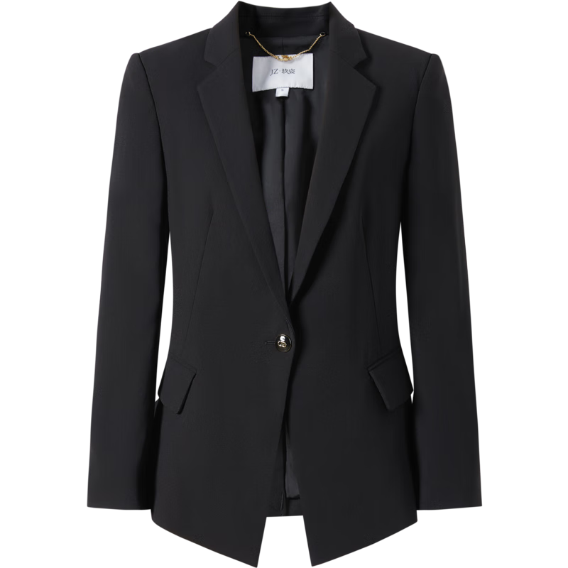 玖姿（JUZUI）商場同款職場通勤氣質西服外套女秋款JWDQ40104 素黑 XL