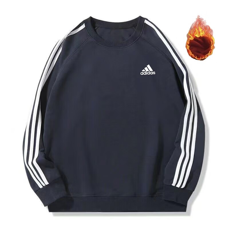 ADIDAS TECHFIT阿迪达斯三叶草纯棉卫衣男秋冬运动休闲大码宽松加绒加厚圆领套头 深蓝加绒款 8xl(240-260斤) 京东折扣/优惠券