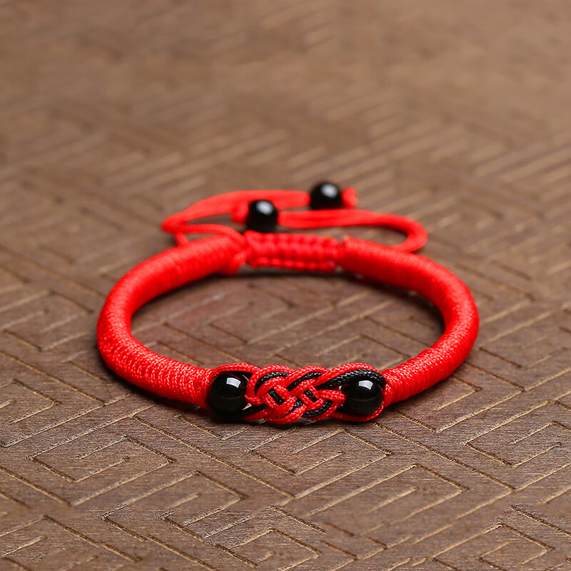 蓝翠缘 天然红玛瑙同心结情侣手链 男七夕礼物女友相思红豆手工编织手