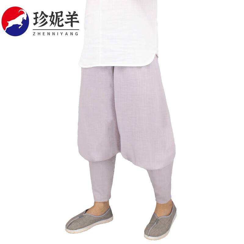 珍妮羊僧裤免绑腿男薄款僧人尼姑和尚裤子透气出人裤褂裤 浅灰色 s