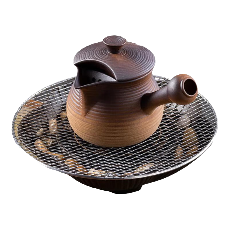 容山堂麥飯石粗陶罐罐茶新款煮茶器帶蓋烤奶茶罐電陶爐圍爐煮茶爐 麥飯石帶蓋火焰燒四杯裝-1